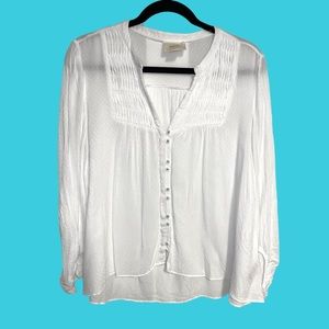 Maeve Anthropologie thin lightweight rayon summer 3/4 sleeve button up top sz 8